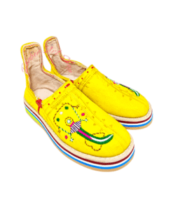 Alternative view of Sunny Yellow Embroidered Amazigh Babouche – Handcrafted Moroccan