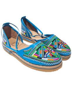Handmade Blue Moroccan Leather Sandals with Amazigh Embroidery