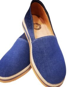 Handmade Moroccan Canvas Slip-On Shoes – Navy Blue