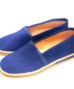 Handmade Moroccan Canvas Slip-On Shoes – Navy Blue