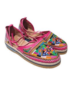 Handmade Pink Moroccan Leather Sandals with Amazigh Embroidery