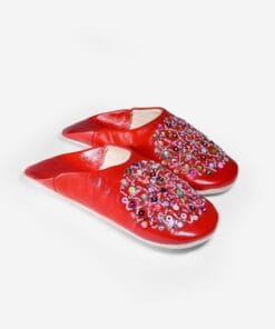 Sequin embroidered handmade Moroccan leather slippers