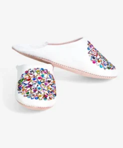 Sequin embroidered handmade Moroccan leather slippers