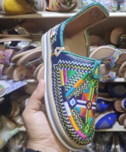 Alternative view of Handmade Moroccan Babouches – Colorful Berber Tafraout Design